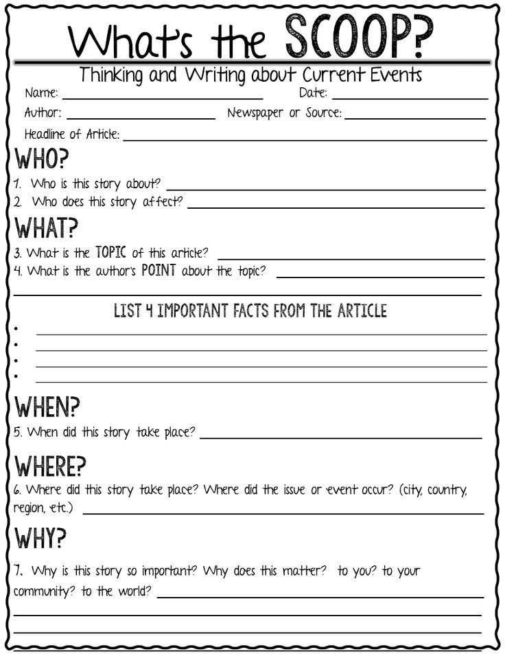 Cnn Student News Worksheet with Current event Newspaper assignment What S the Scoop