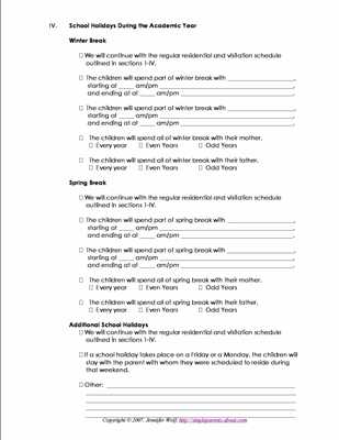 Co Parenting Worksheets with 4 Free Printable forms for Single Parents