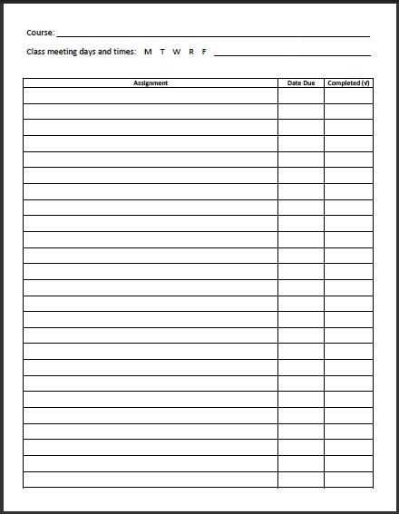 College Planning Worksheet with Free Printable High School and College Course assignment Planner