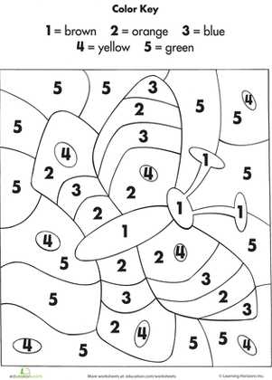 Color by Number Multiplication Worksheets Along with Color by Number butterfly Worksheet