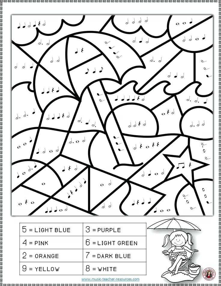 Color by Number Multiplication Worksheets together with Summer Music Coloring Sheets 26 Music Coloring Pages Music Music