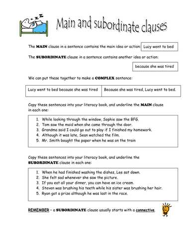 Combining Sentences 4th Grade Worksheets together with A Simple Explanation Of Main and Subordinate Clauses and some