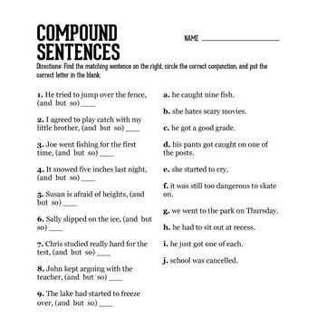Combining Sentences 4th Grade Worksheets with Pound Sentence Practice