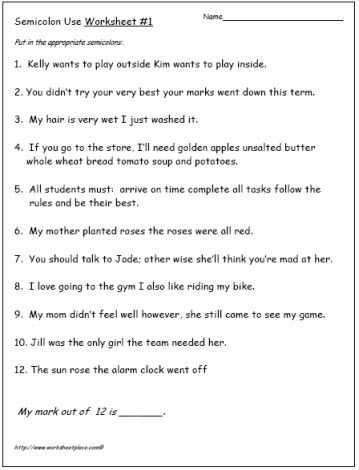 Commas Semicolons and Colons Worksheet Along with Semicolon Worksheets Grammar Writing Pinterest