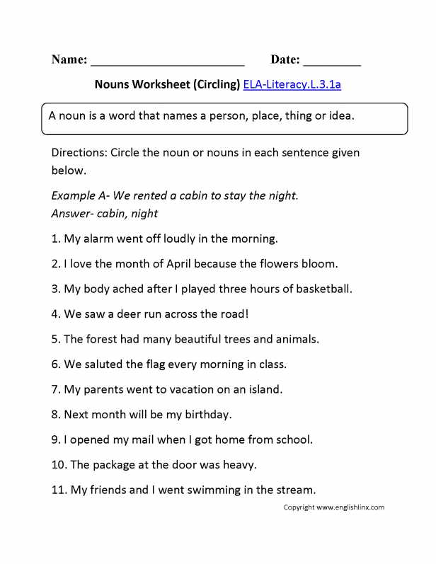 Common Core Grammar Worksheets and Kids Free English Worksheets for Grade 3 Grammar Free English