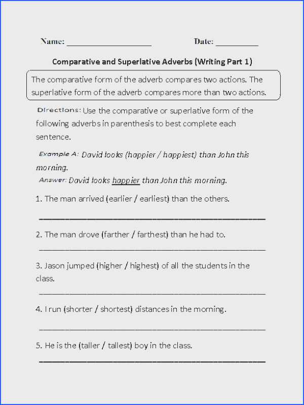 Comparison Of Adverbs Worksheet Along with Adverb Worksheets
