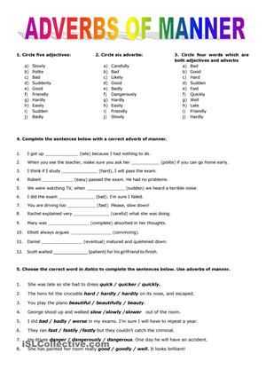 Comparison Of Adverbs Worksheet Also Adverbs Of Manner Adjectives and Adverbs Pinterest