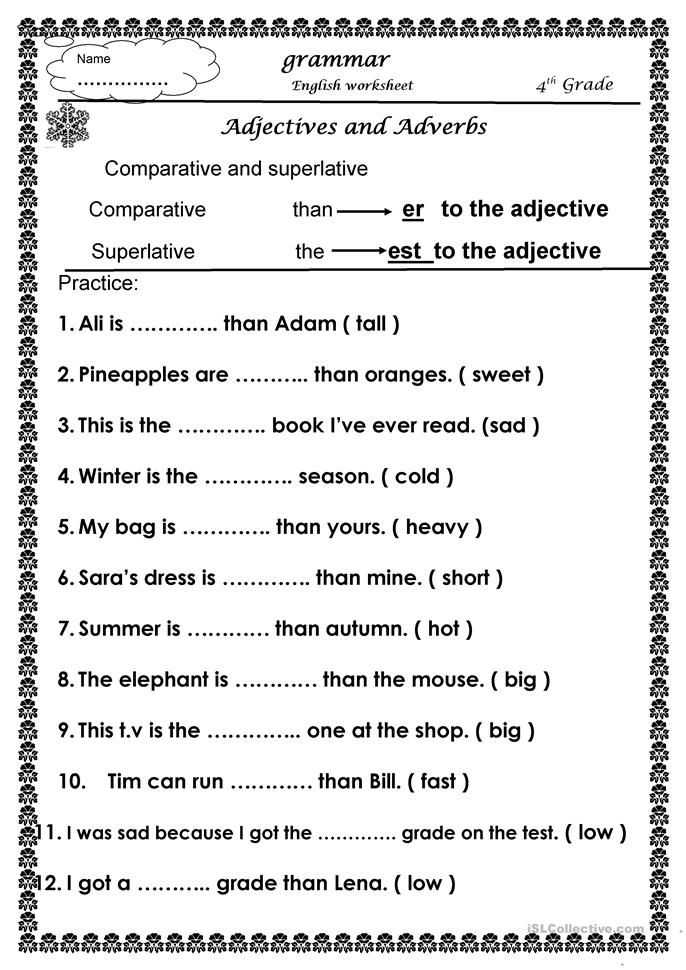 Comparison Of Adverbs Worksheet or Parative and Superlative Kelvin Pinterest