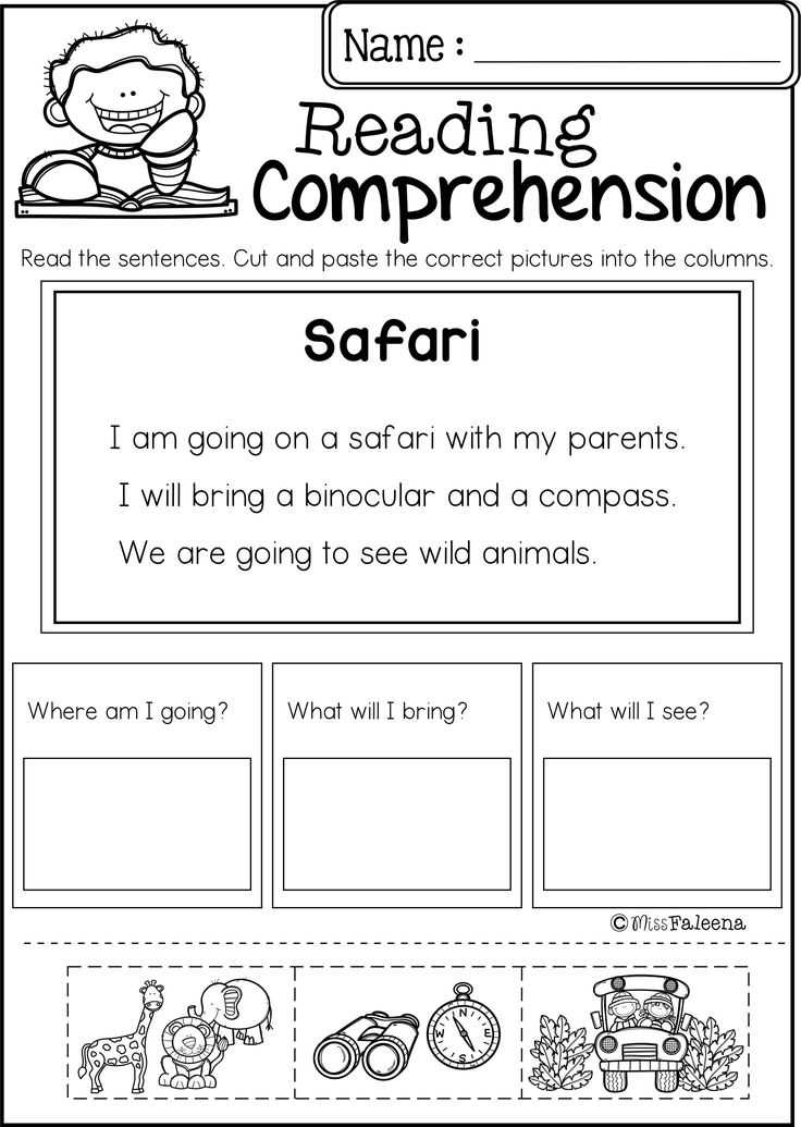 Compass Worksheets for Kids with Reading Prehension Cut and Paste Set 1