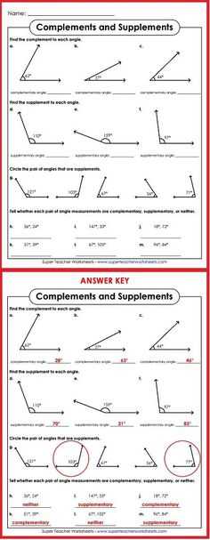 Complementary and Supplementary Angles Worksheet Answers or Free Measuring Angles Worksheets Printables Teaching Resources