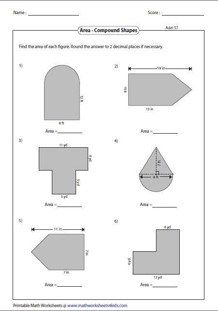 Compound Shapes Worksheet Answer Key as Well as area Shapes Worksheet