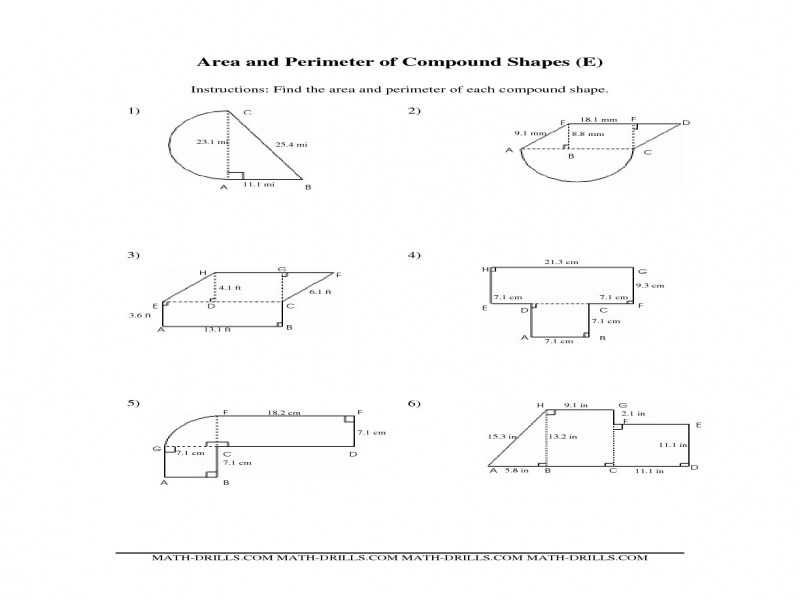 Compound Shapes Worksheet Answer Key with area Shapes Worksheet