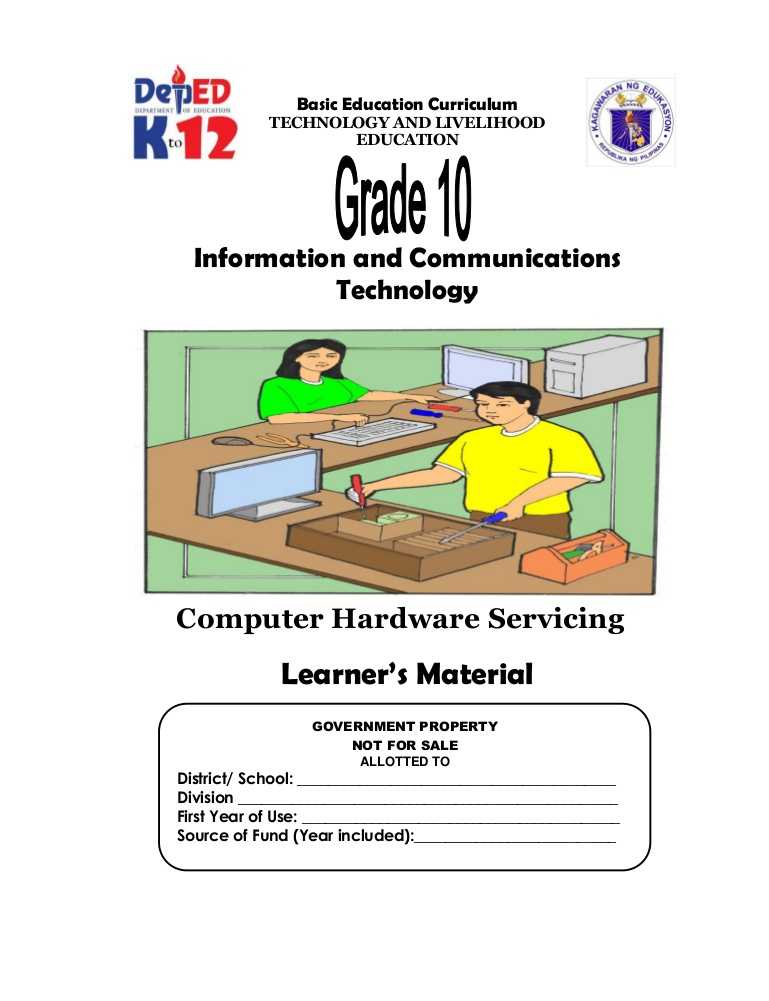 Computer Basics Worksheet Section 8 and Tle Information and Munications Technology Puter Hardware S…