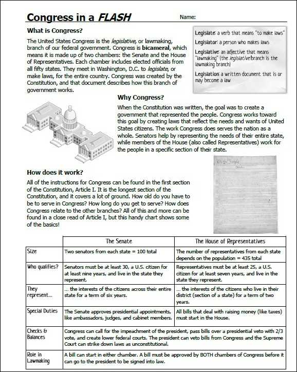 Congress In A Flash Worksheet Answers Key Icivics as Well as How A Bill Be Es A Law Worksheet Free Printable Worksheets