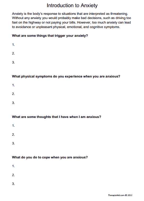Coping with Anxiety Worksheets or Introduction to Anxiety Preview Teenandchildanxiety