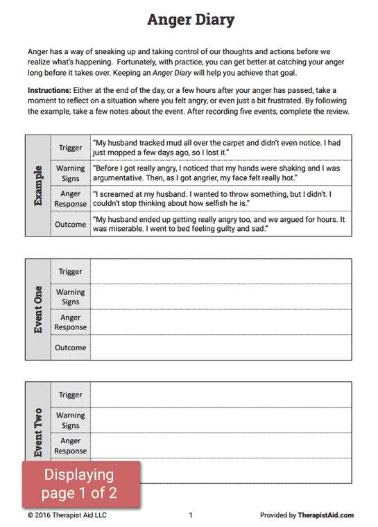 Couples therapy Worksheets with Anger Diary Preview Included Couples therapy