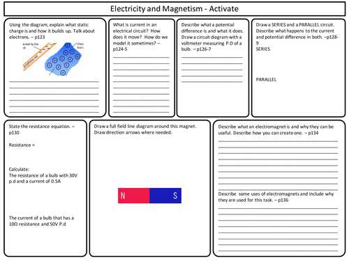 Current Voltage and Resistance Worksheet or Ks3 Activate Science Electricity and Magnetism topic Revision by