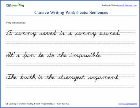 Cursive Writing Worksheets for Kids Also Cursive Handwriting Worksheet On Handwriting Sentences