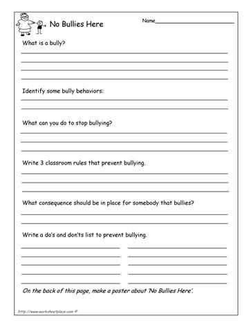 Cyber Bullying Worksheets with Anti Bully Questionnaire 5th Grade Pinterest