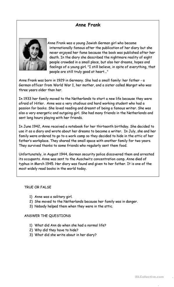 Diary Of Anne Frank Worksheets Free Also 854 Best Prehension Images On Pinterest