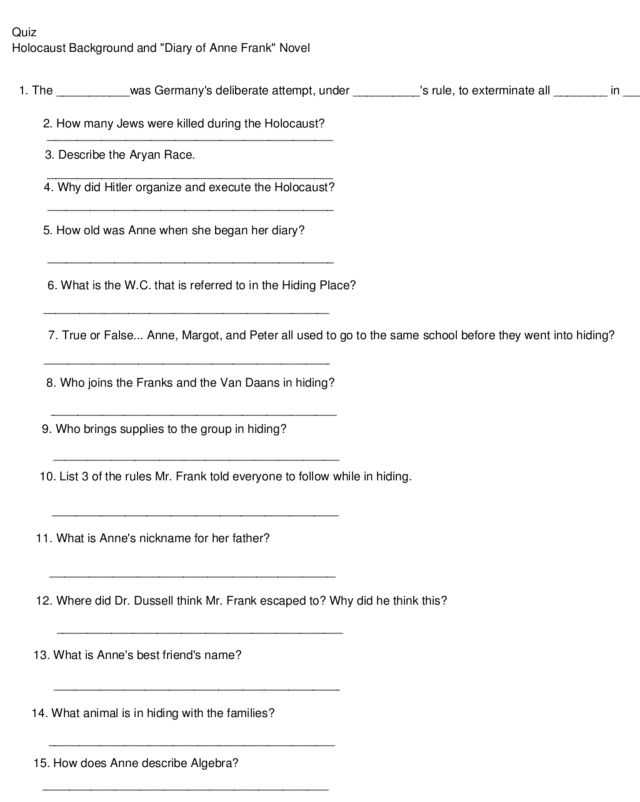 Diary Of Anne Frank Worksheets Free and Holocaust Vocabulary Worksheet Worksheets for All