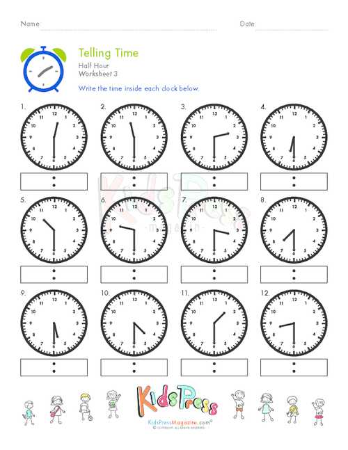 Digital Clock Worksheets with Telling Time Half Hour Worksheet 3