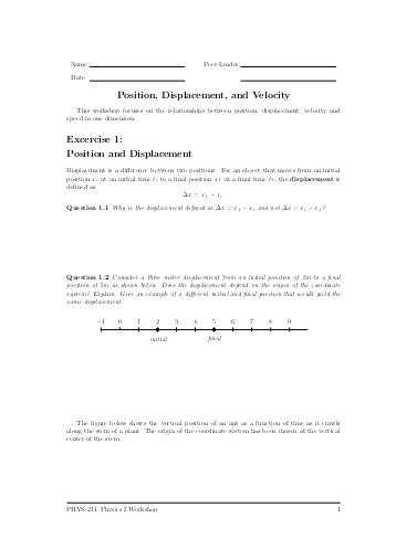 Displacement and Velocity Worksheet together with Displacement Velocity and Acceleration Worksheet Answers to Her