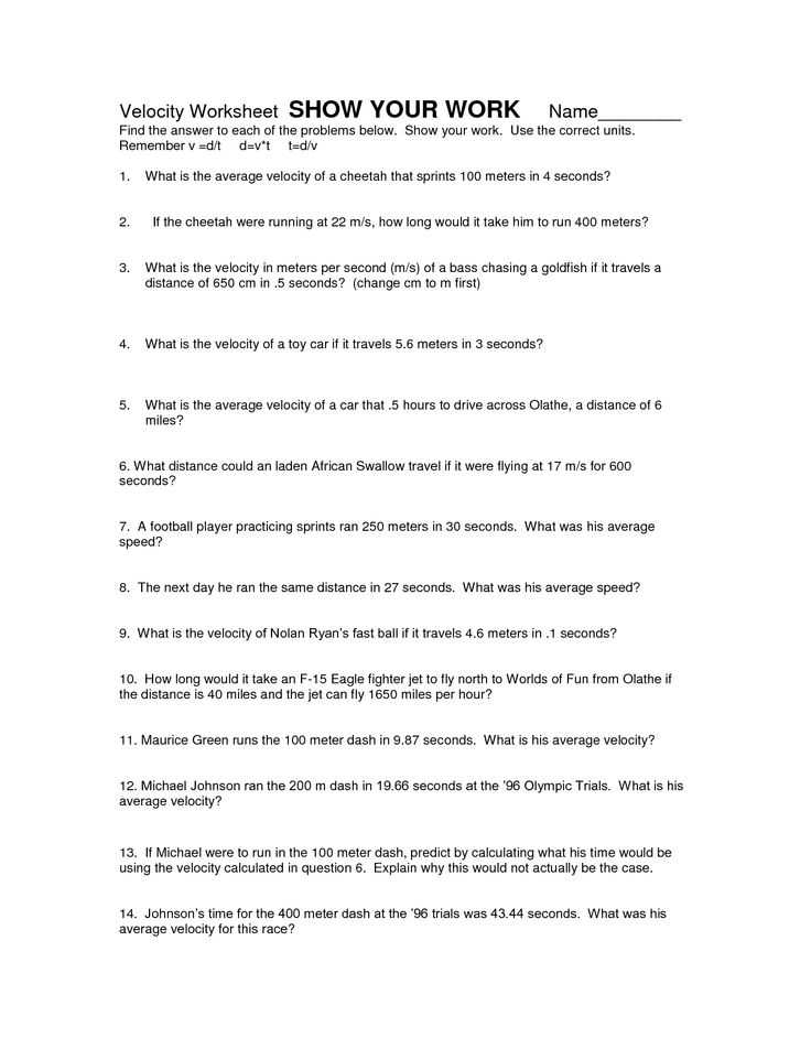 Displacement Velocity and Acceleration Worksheet Along with Velocity Worksheet Pdf Kidz Activities