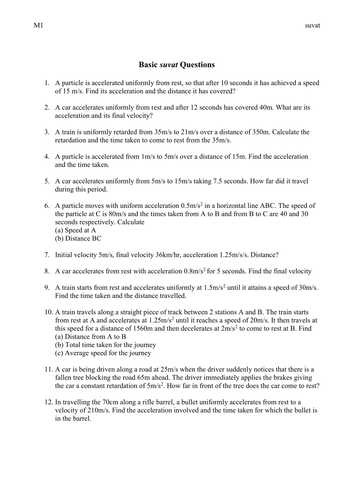Displacement Velocity and Acceleration Worksheet together with A Level Maths Mechanics Harder Suvat Worksheet by Phildb