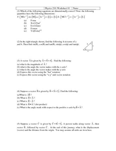 Distance and Displacement Worksheet Answers with Physics Vector Worksheet Kidz Activities