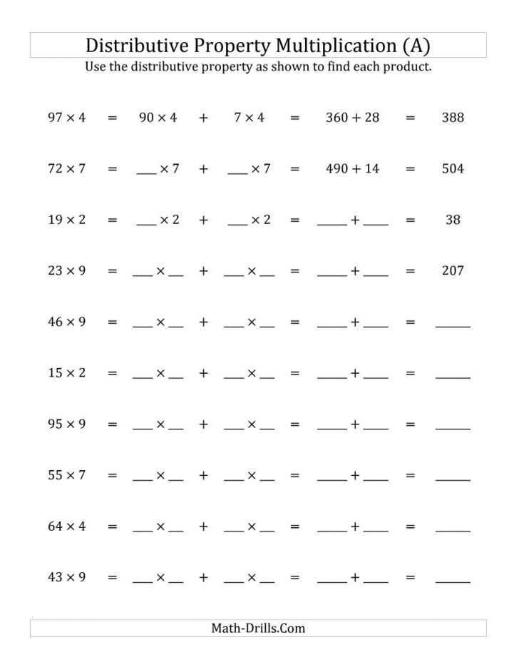 Distributive Property with Variables Worksheet and Multiplications Multiplication Properties Worksheet 3rd Grade