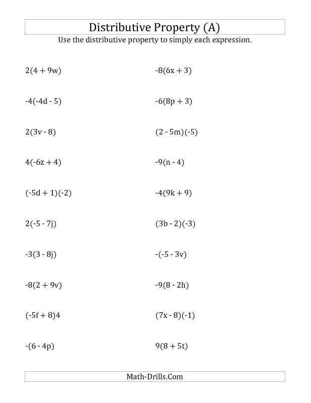 Distributive Property with Variables Worksheet or 282 Best Math Images On Pinterest