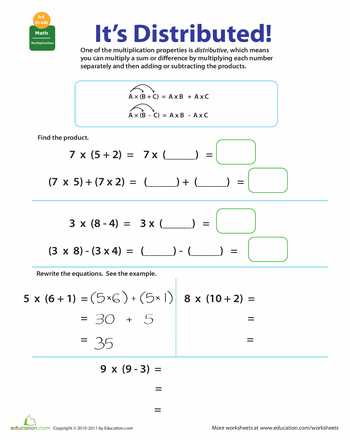Distributive Property with Variables Worksheet or 7th Grade Distributive Property Worksheets Kidz Activities