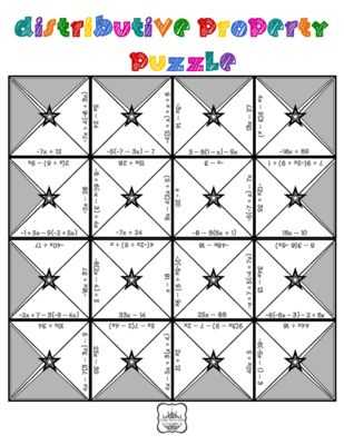 Distributive Property Worksheets 7th Grade and Distributive Property and Bining Like Terms Puzzle