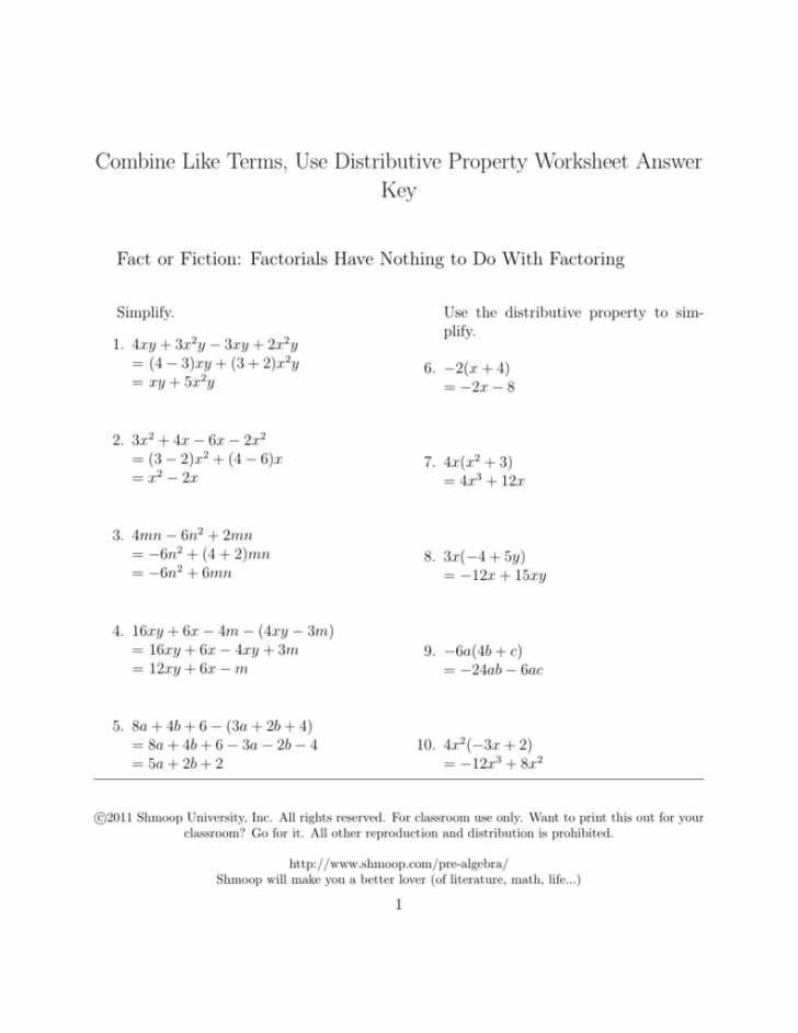 Distributive Property Worksheets 7th Grade as Well as 59 Elegant the Distributive Property Worksheet Answers – Free Worksheets