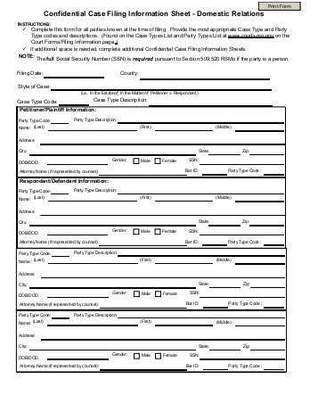 Divorce Annulment Worksheet or Domestic Relations Cover Sheet and Instructions Arkansas Legal