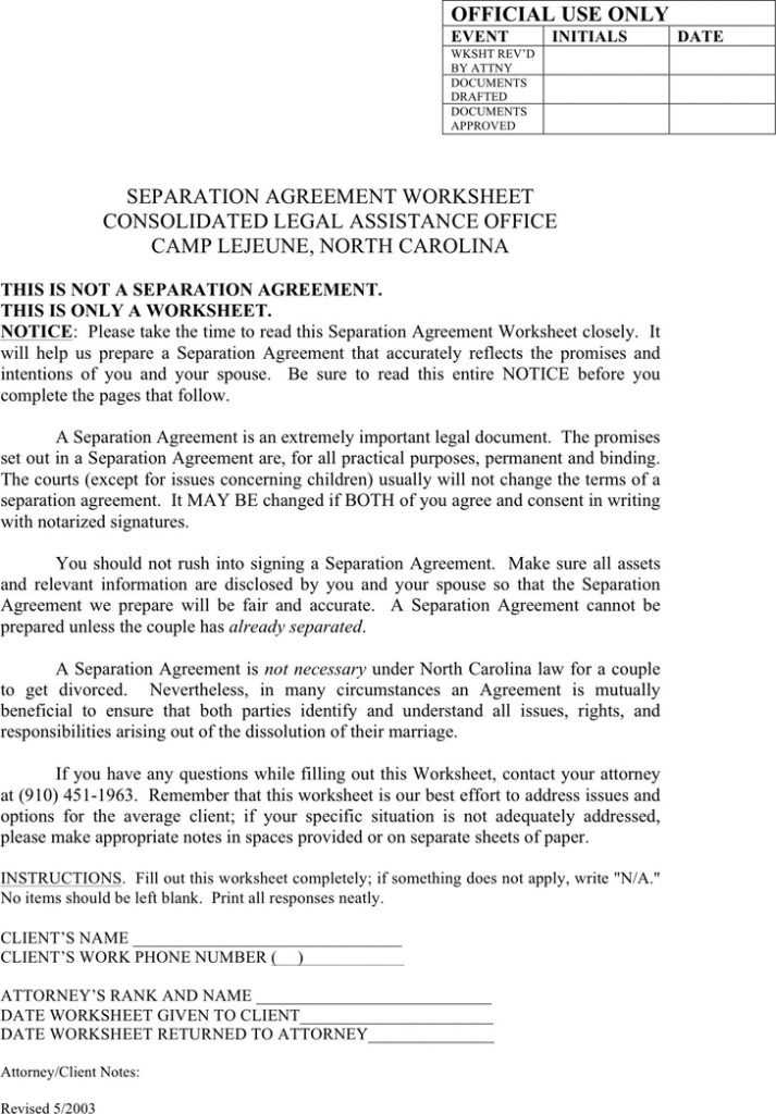 Divorce Annulment Worksheet with Annulment Agreement Best north Carolina Separation Agreement