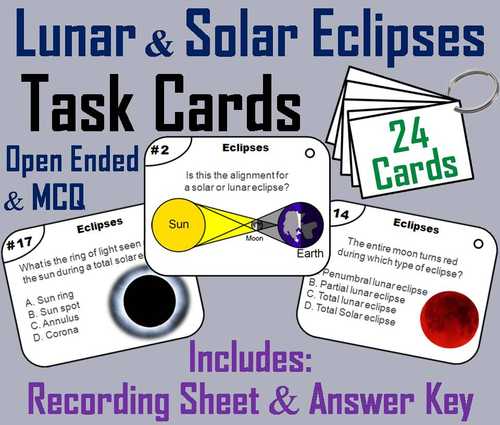 Eclipse Worksheet Answer Key together with Lunar and solar Eclipses Task Cards by Sciencespot Teaching