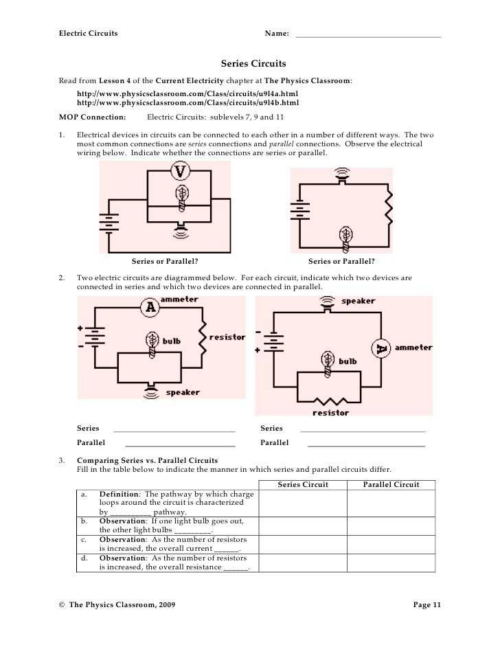 Electric Circuits and Electric Current Worksheet Answers as Well as 28 Beautiful Series and Parallel Circuits Worksheet