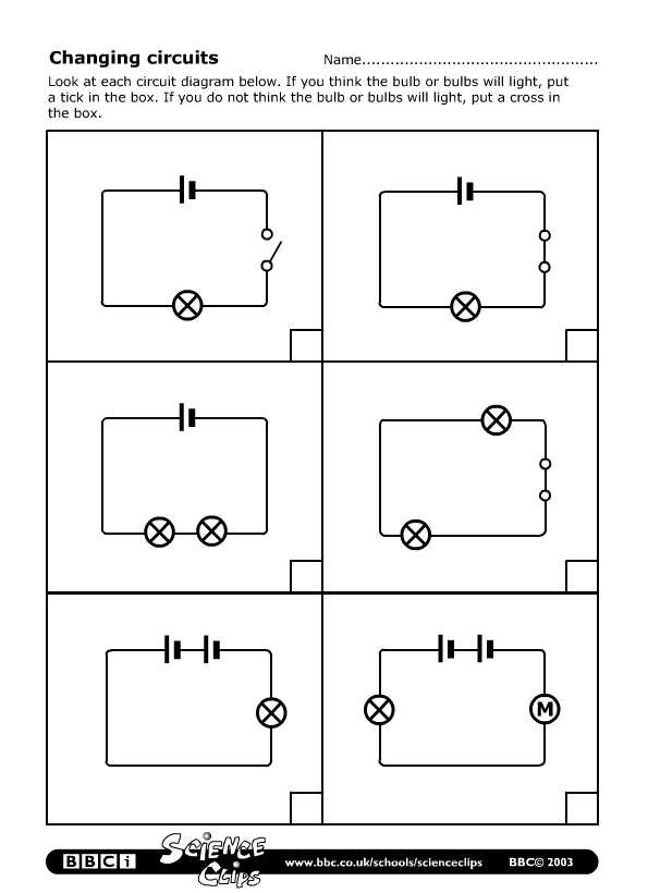 Electrical Circuit Worksheets and Bbc Schools Science Clips Changing Circuits Worksheet