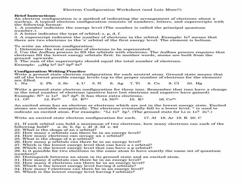 Electron Configuration Chem Worksheet 5 6 Answers and Best Electron Configuration Worksheet Answers Best Electron
