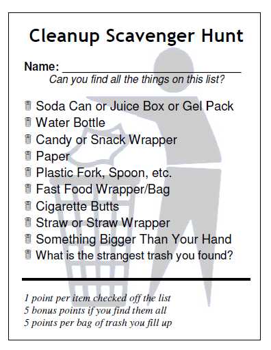 Element Scavenger Hunt Worksheet Answer Key Also How to Turn Munity Cleanup Into A Fun Scavenger Hunt