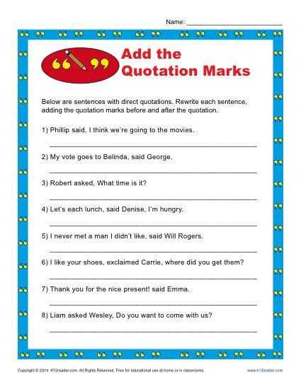 Embedding Quotations Correcting the Errors Worksheet Answers Along with Add the Quotation Marks Worksheet