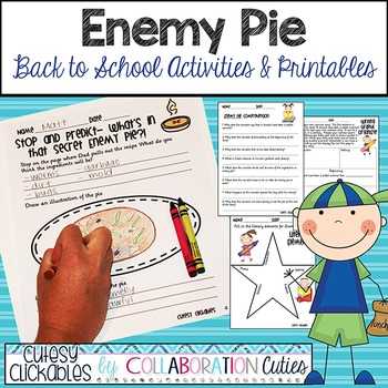 Enemy Pie Printable Worksheet or Enemy Pie Fun Back to School Activities and Printables