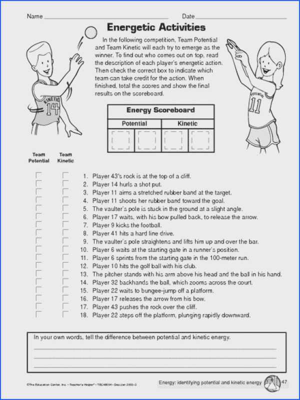 Energy Transformation Worksheet with Energy Transformation Worksheet Answers