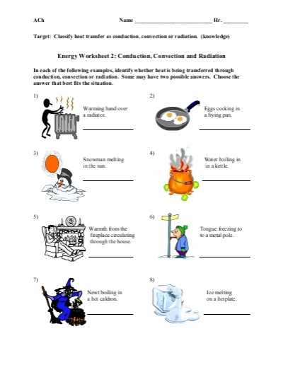 Energy Worksheet 2 Conduction Convection and Radiation Answer Key together with Worksheets 47 Best Energy Transformation Worksheet Hi Res