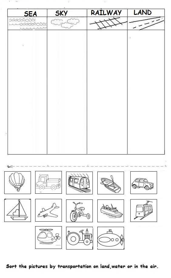 English Worksheets for Kids with Vehicle Worksheet for Kids