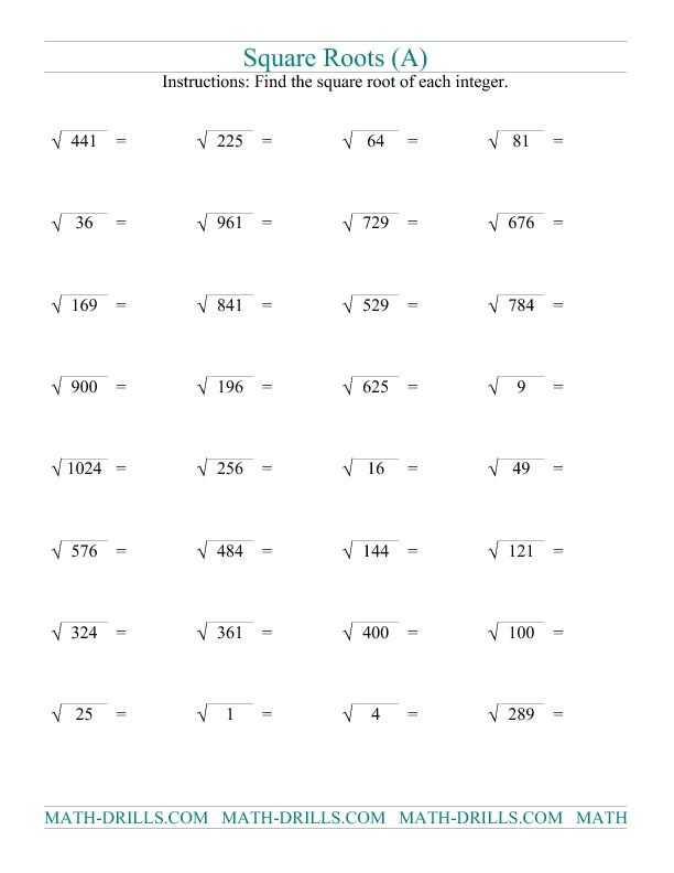 Estimating Square Roots Worksheet with Square Roots Of Perfect Squares A Exponents Roots