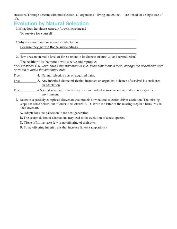 Evolution by Natural Selection Worksheet Answers together with Chapter 16 Worksheets