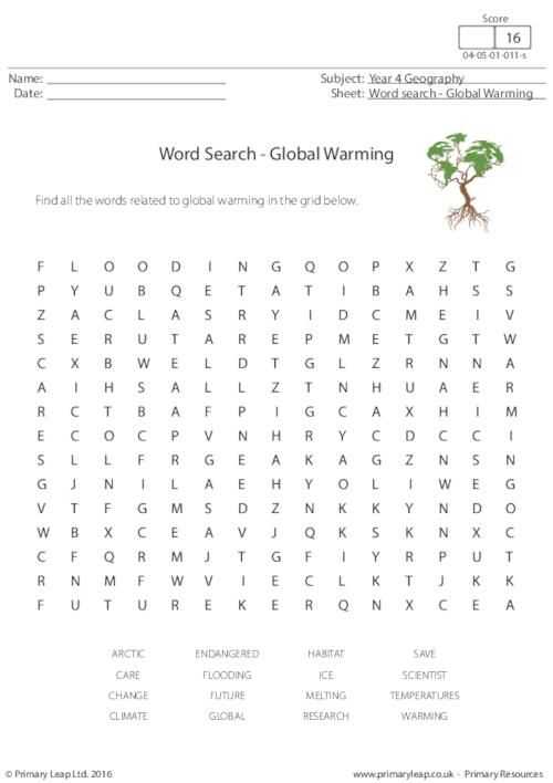 Evolution Vocabulary Worksheet or Primaryleap Word Search Global Warming Worksheet